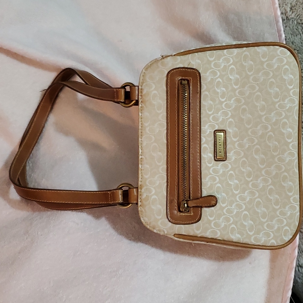 ROSETTI Beige Fabric w/Faux Leather Trim Shoulder-Tote Bag